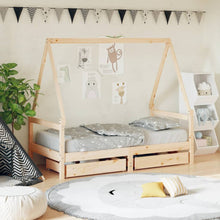 Kinderbedframe Met Lades Massief Grenenhout 80 x 160 cm Naturel