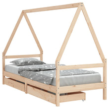 Kinderbedframe Met Lades 90X190 Cm Massief Grenenhout
