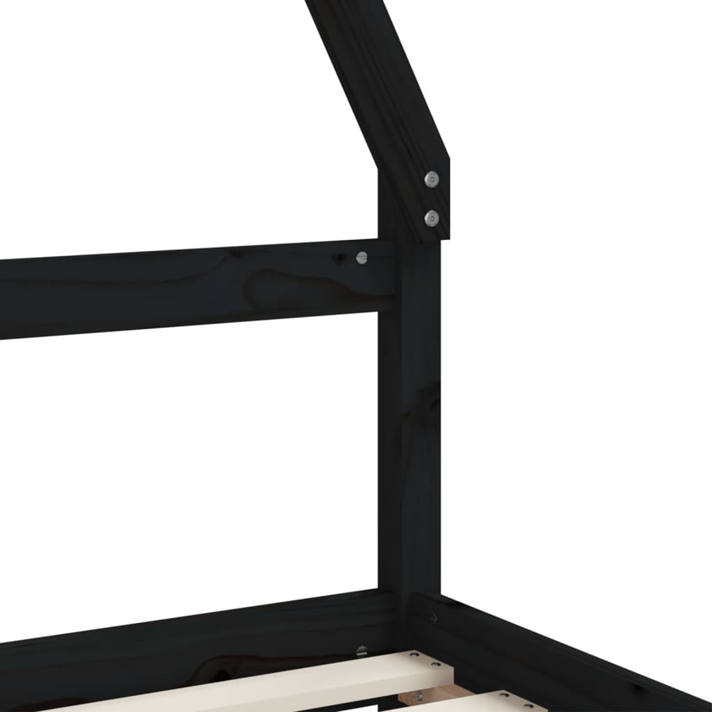 Kinderbedframe Met Lades 90X190 Cm Massief Grenenhout Zwart