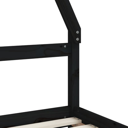 Kinderbedframe Met Lades 90X190 Cm Massief Grenenhout Zwart