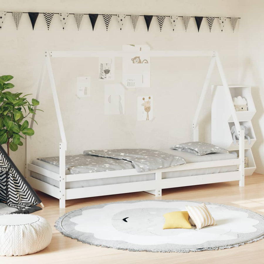 Kinderbedframe 80X200 Cm Massief Grenenhout Wit