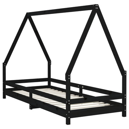 Kinderbedframe 80X200 Cm Massief Grenenhout Zwart