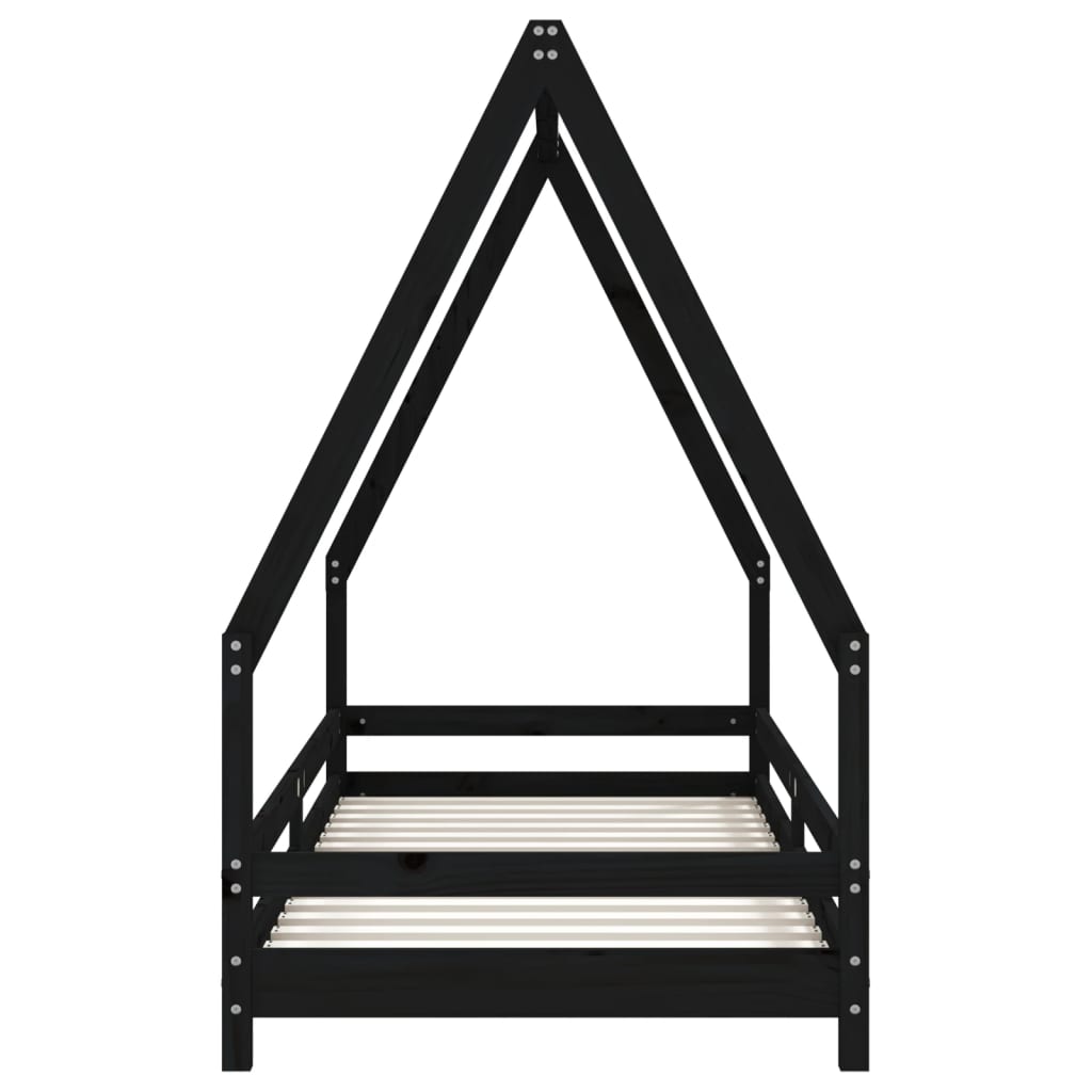 Kinderbedframe 80X200 Cm Massief Grenenhout Zwart