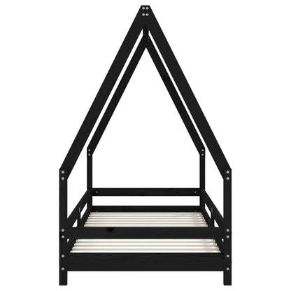 Kinderbedframe 80X200 Cm Massief Grenenhout Zwart