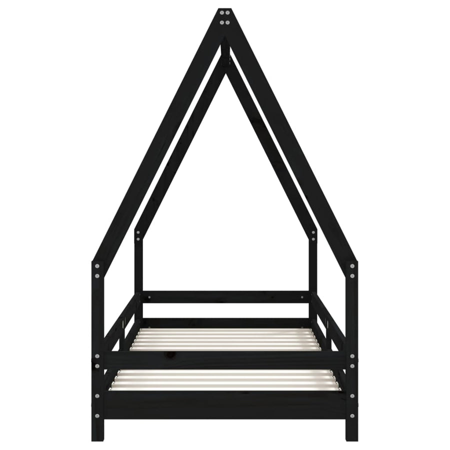 Kinderbedframe 80X200 Cm Massief Grenenhout Zwart