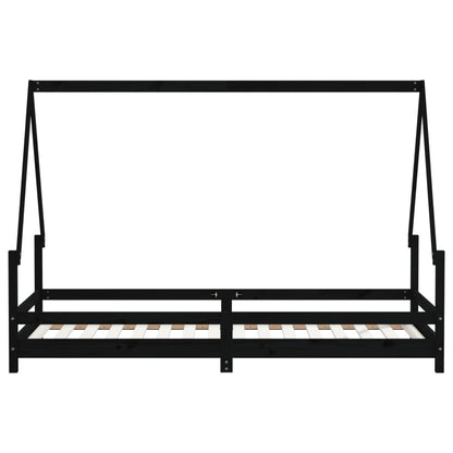 Kinderbedframe 80X200 Cm Massief Grenenhout Zwart