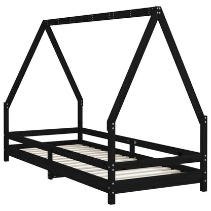 Kinderbedframe 80X200 Cm Massief Grenenhout Zwart