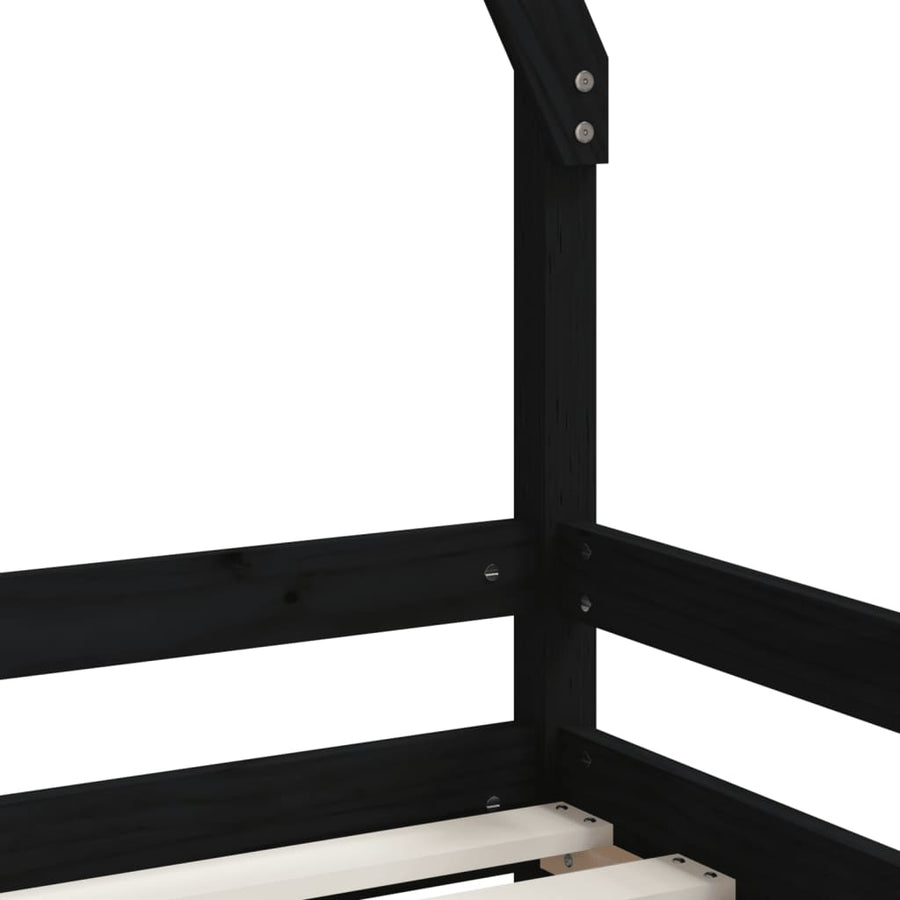 Kinderbedframe 80X200 Cm Massief Grenenhout Zwart