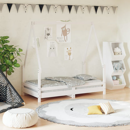 Kinderbedframe 70X140 Cm Massief Grenenhout Wit