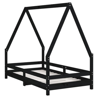 Kinderbedframe 80X160 Cm Massief Grenenhout Zwart