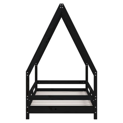 Kinderbedframe 80X160 Cm Massief Grenenhout Zwart