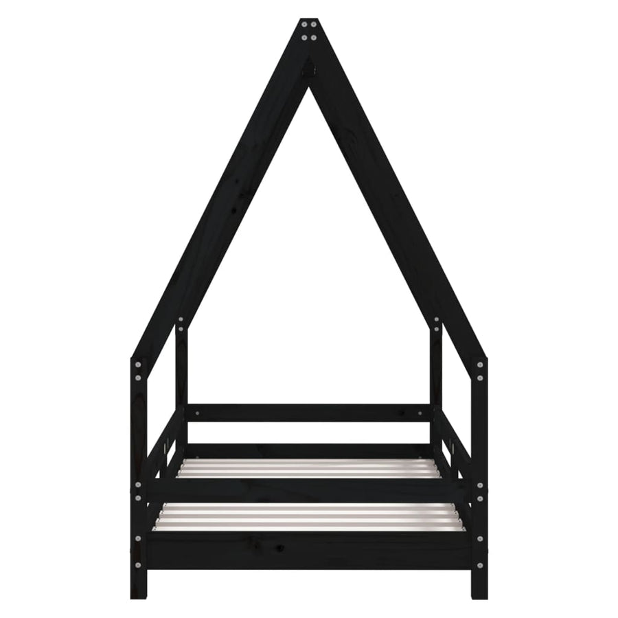 Kinderbedframe 80X160 Cm Massief Grenenhout Zwart