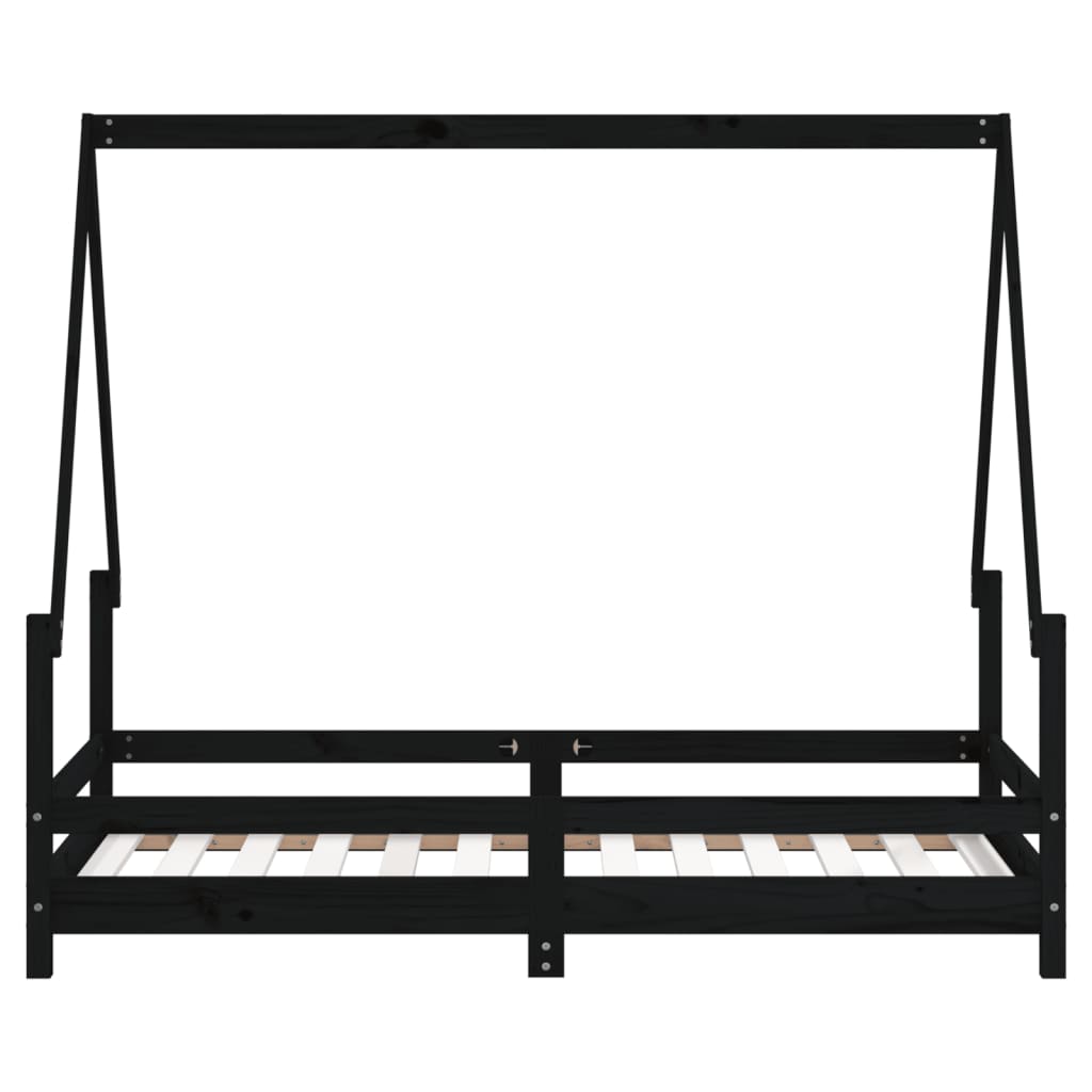 Kinderbedframe 80X160 Cm Massief Grenenhout Zwart