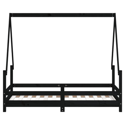 Kinderbedframe 80X160 Cm Massief Grenenhout Zwart