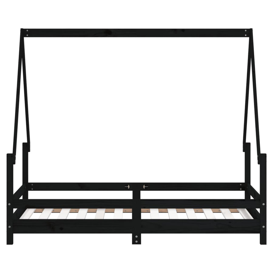 Kinderbedframe 80X160 Cm Massief Grenenhout Zwart