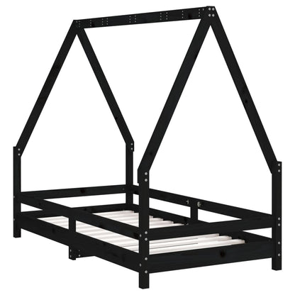 Kinderbedframe 80X160 Cm Massief Grenenhout Zwart
