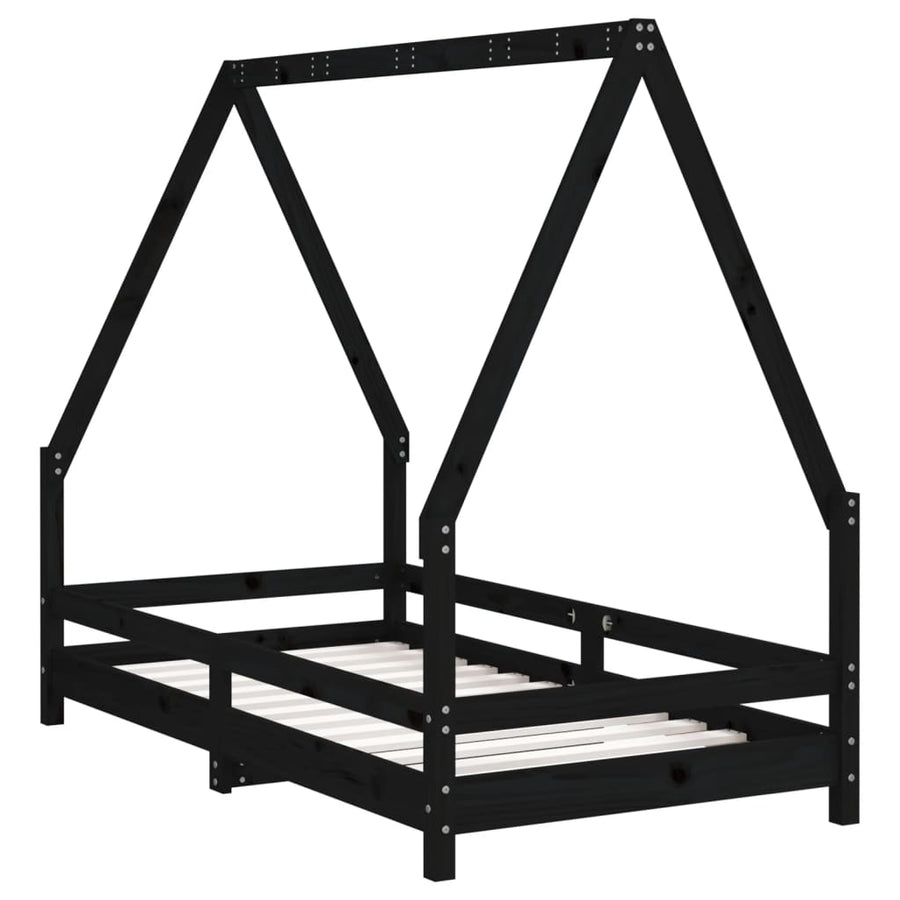 Kinderbedframe 80X160 Cm Massief Grenenhout Zwart