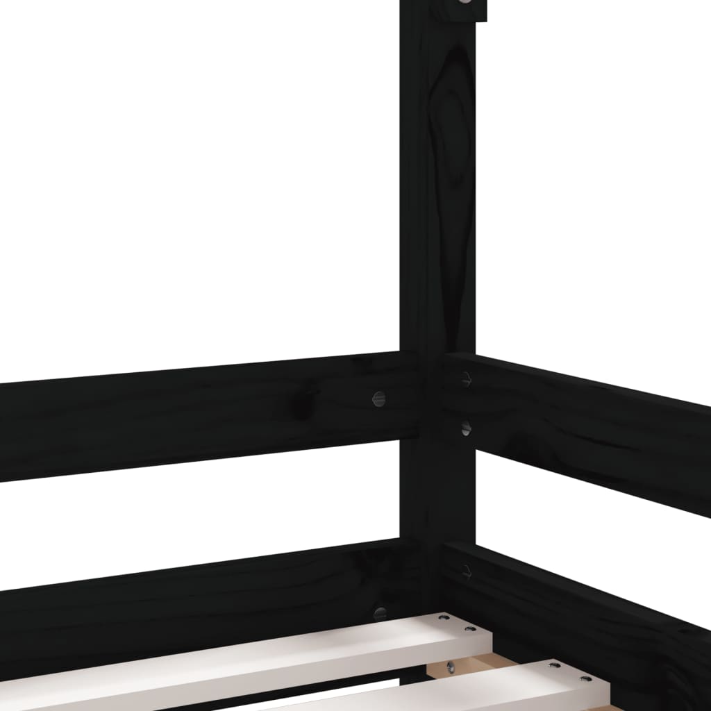Kinderbedframe 80X160 Cm Massief Grenenhout Zwart