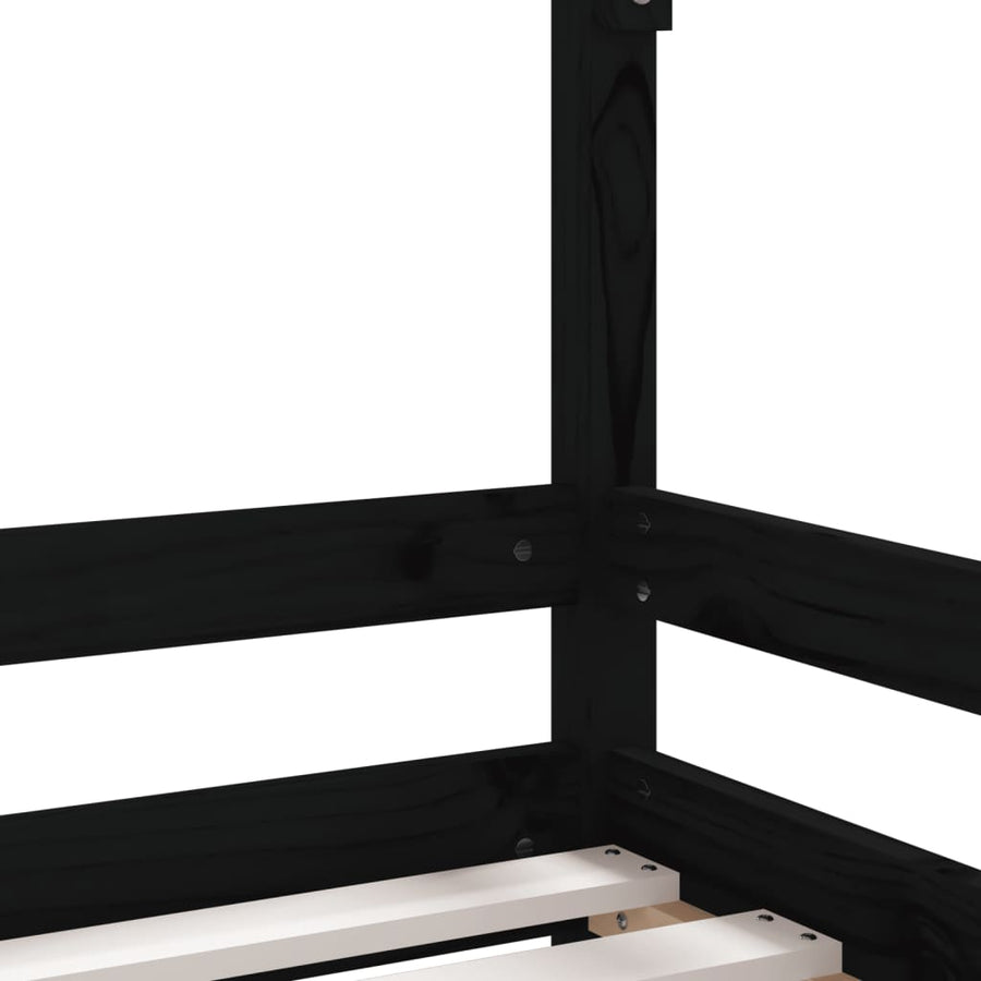 Kinderbedframe 80X160 Cm Massief Grenenhout Zwart