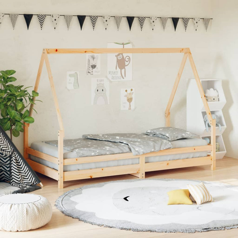 Kinderbedframe 90X190 Cm Massief Grenenhout