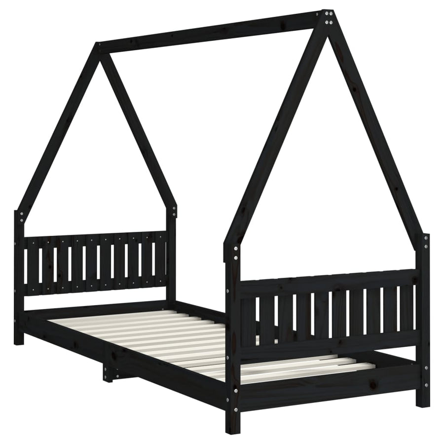 Kinderbedframe 80X200 Cm Massief Grenenhout Zwart