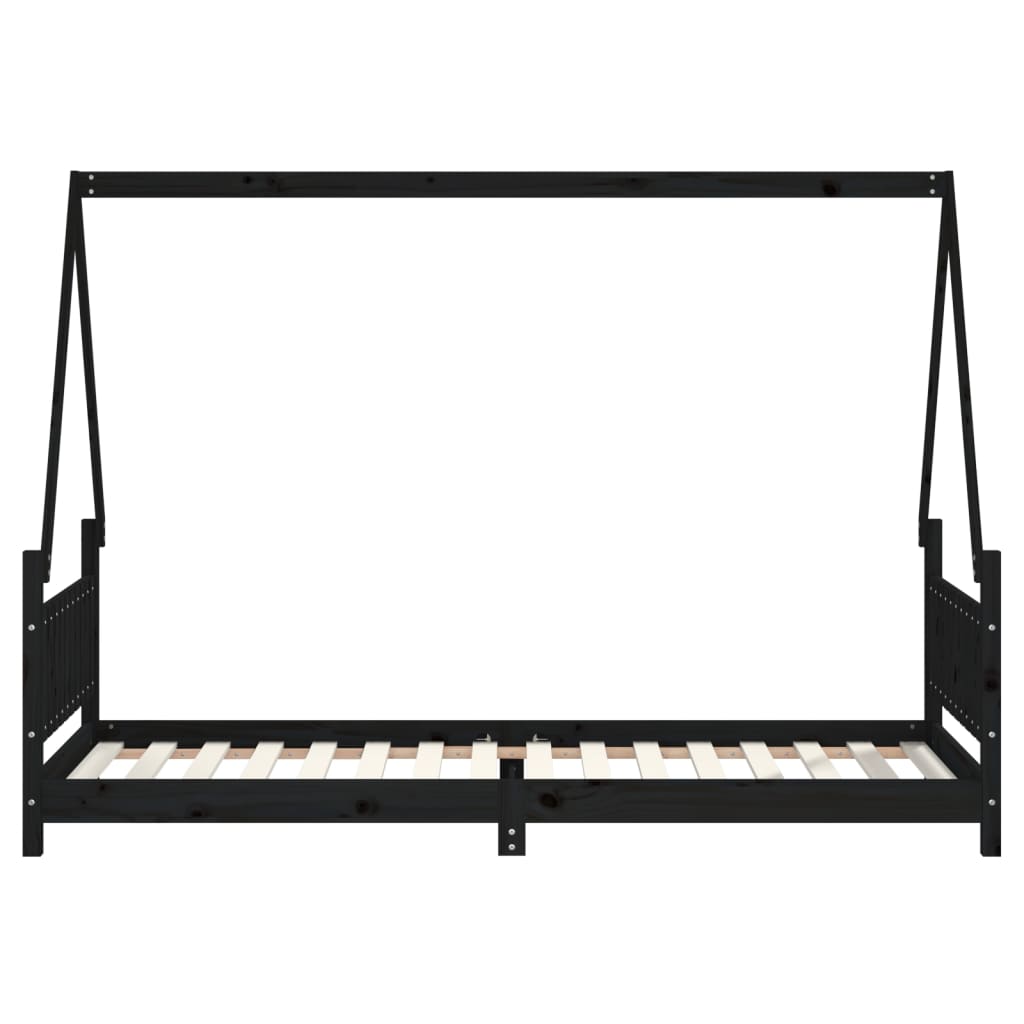 Kinderbedframe 80X200 Cm Massief Grenenhout Zwart