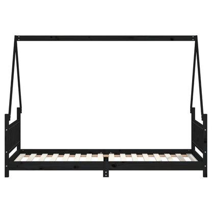 Kinderbedframe 80X200 Cm Massief Grenenhout Zwart