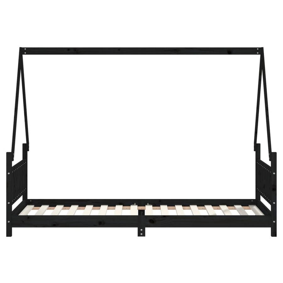 Kinderbedframe 80X200 Cm Massief Grenenhout Zwart