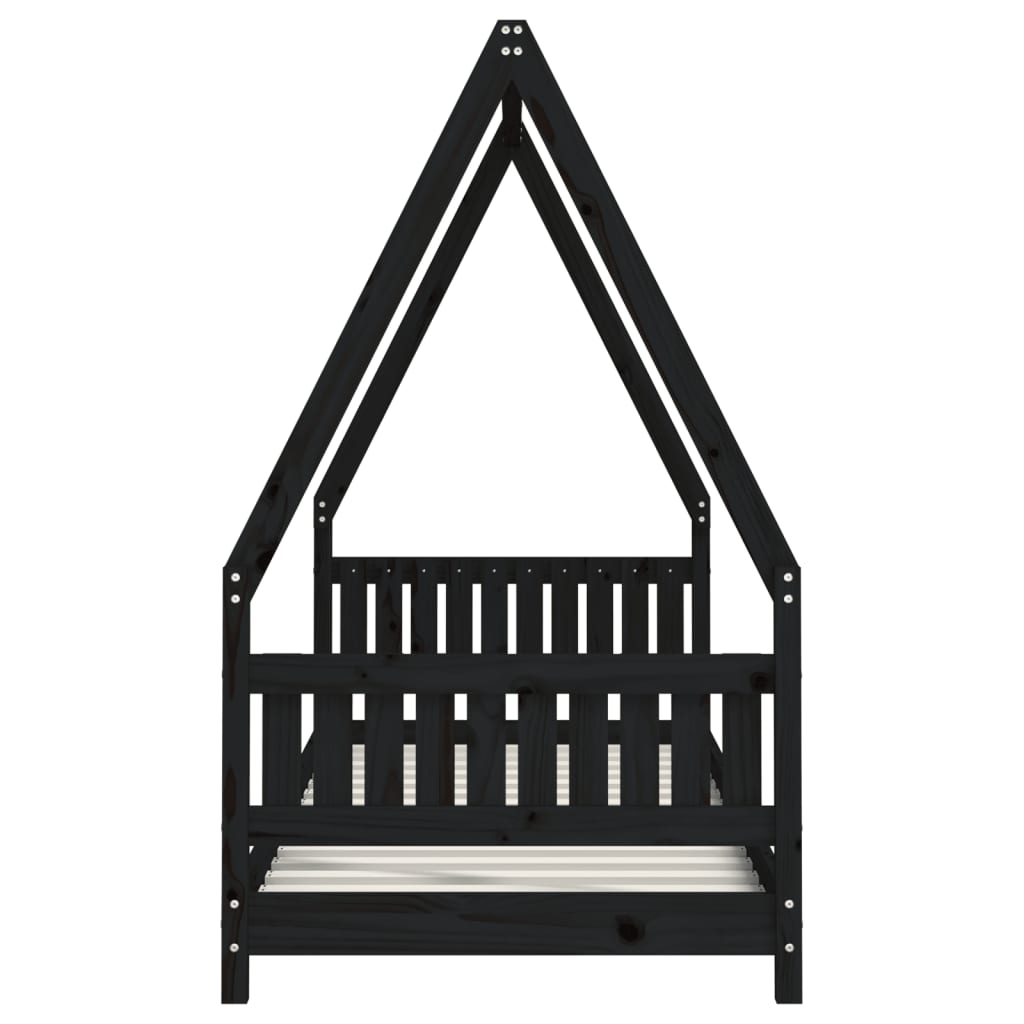 Kinderbedframe 80X200 Cm Massief Grenenhout Zwart