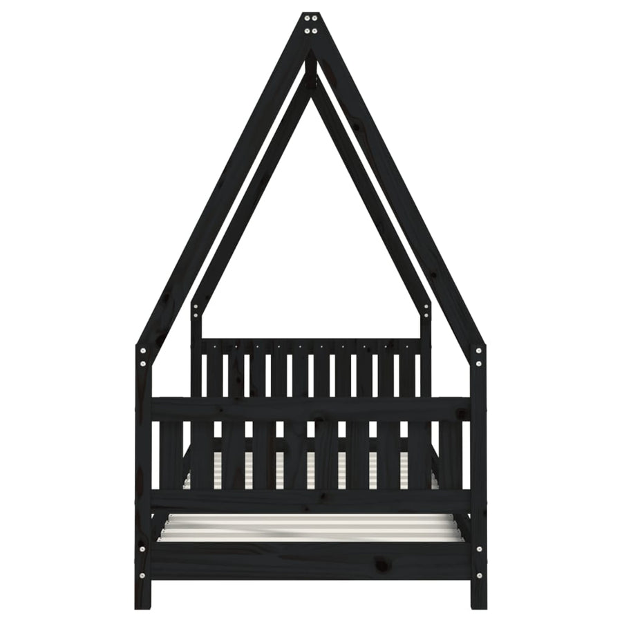Kinderbedframe 80X200 Cm Massief Grenenhout Zwart
