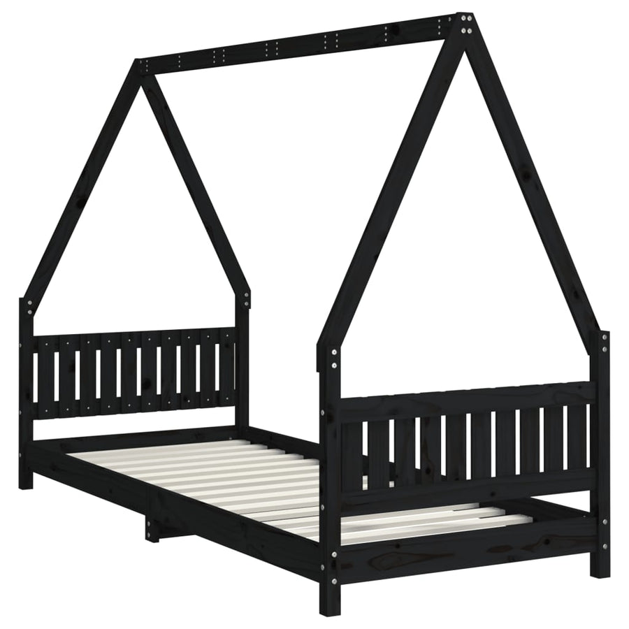Kinderbedframe 80X200 Cm Massief Grenenhout Zwart