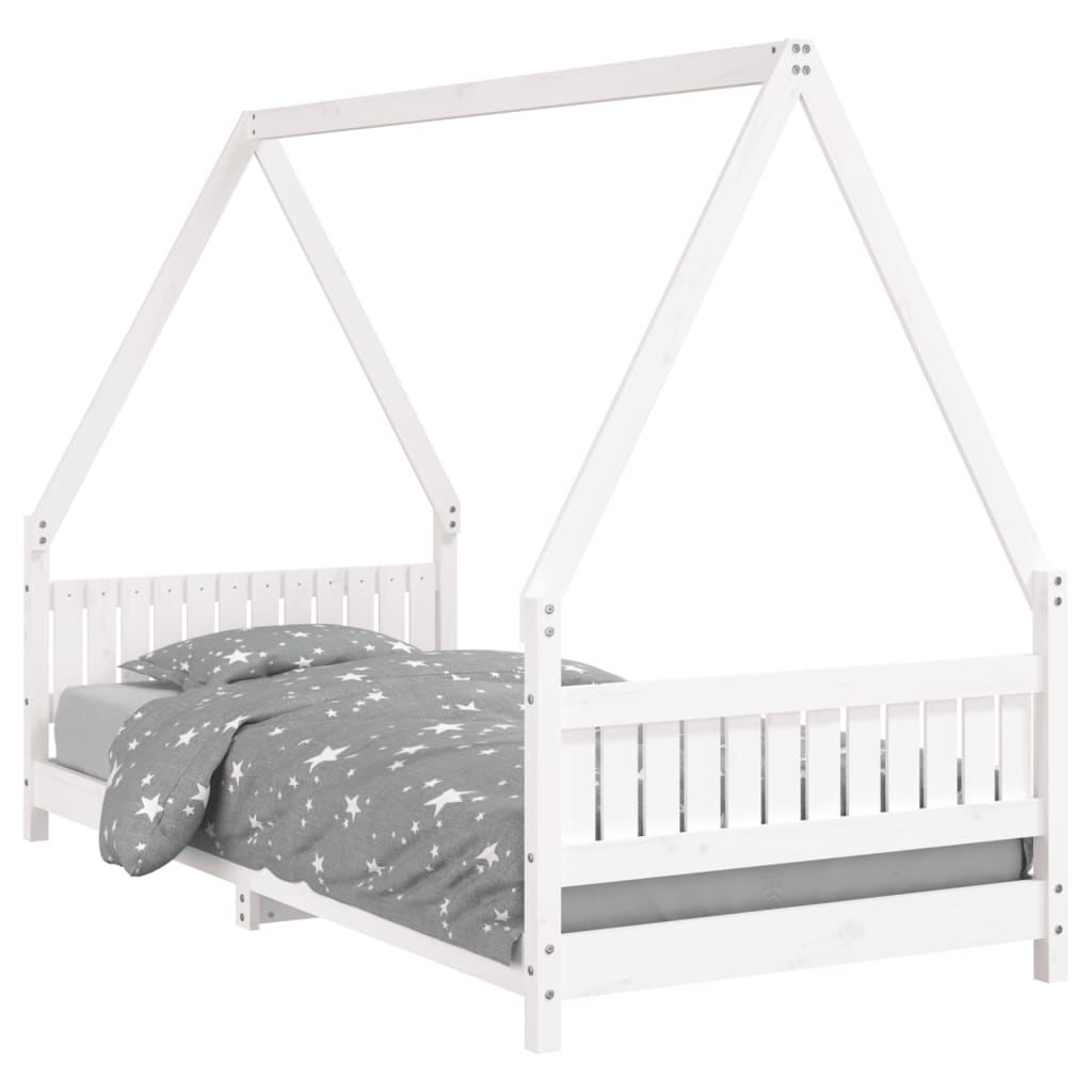 Kinderbedframe 90X200 Cm Massief Grenenhout Wit