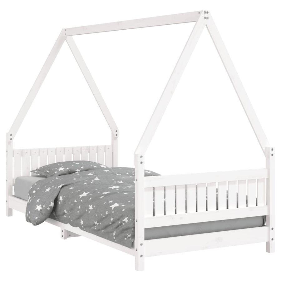 Kinderbedframe 90X200 Cm Massief Grenenhout Wit