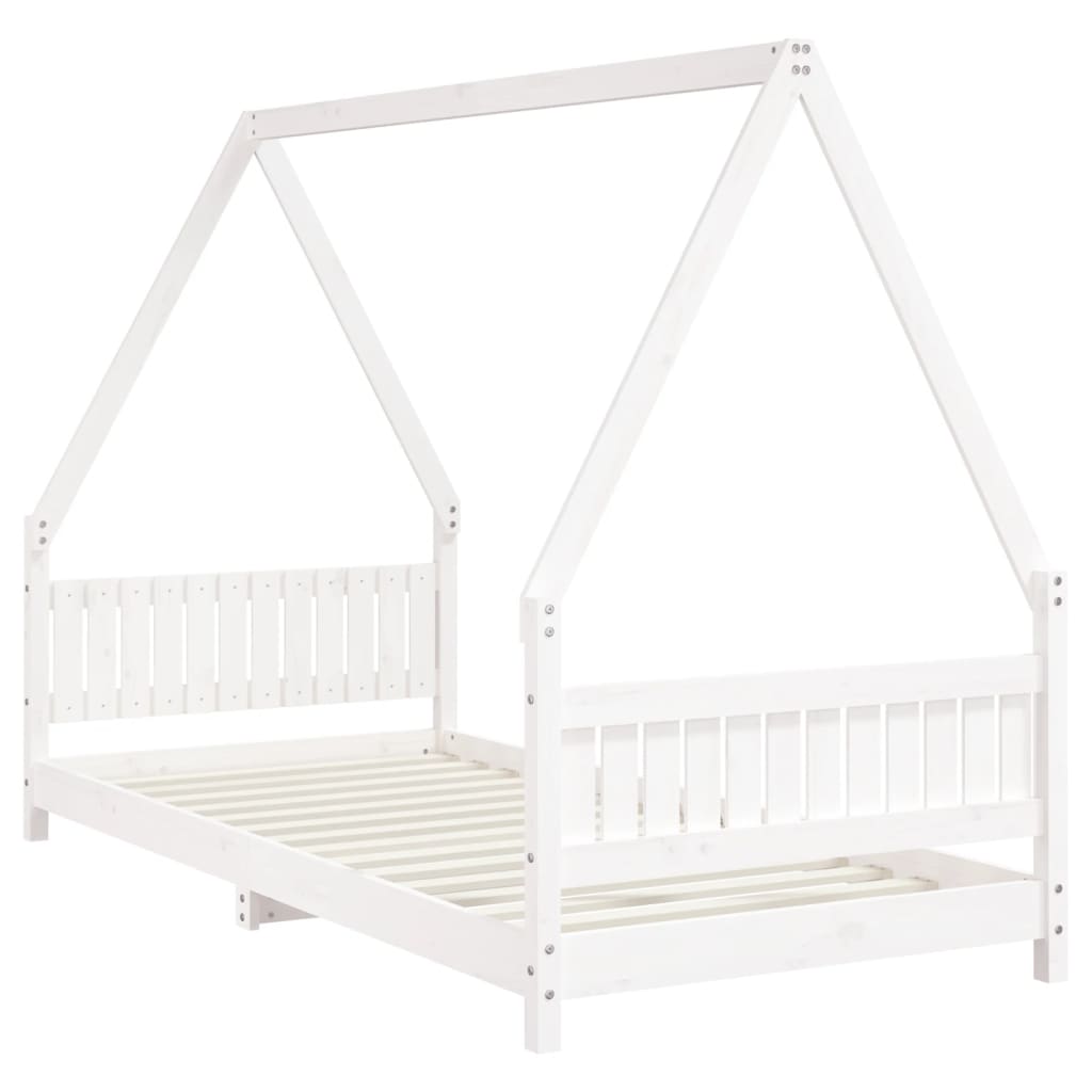 Kinderbedframe 90X200 Cm Massief Grenenhout Wit