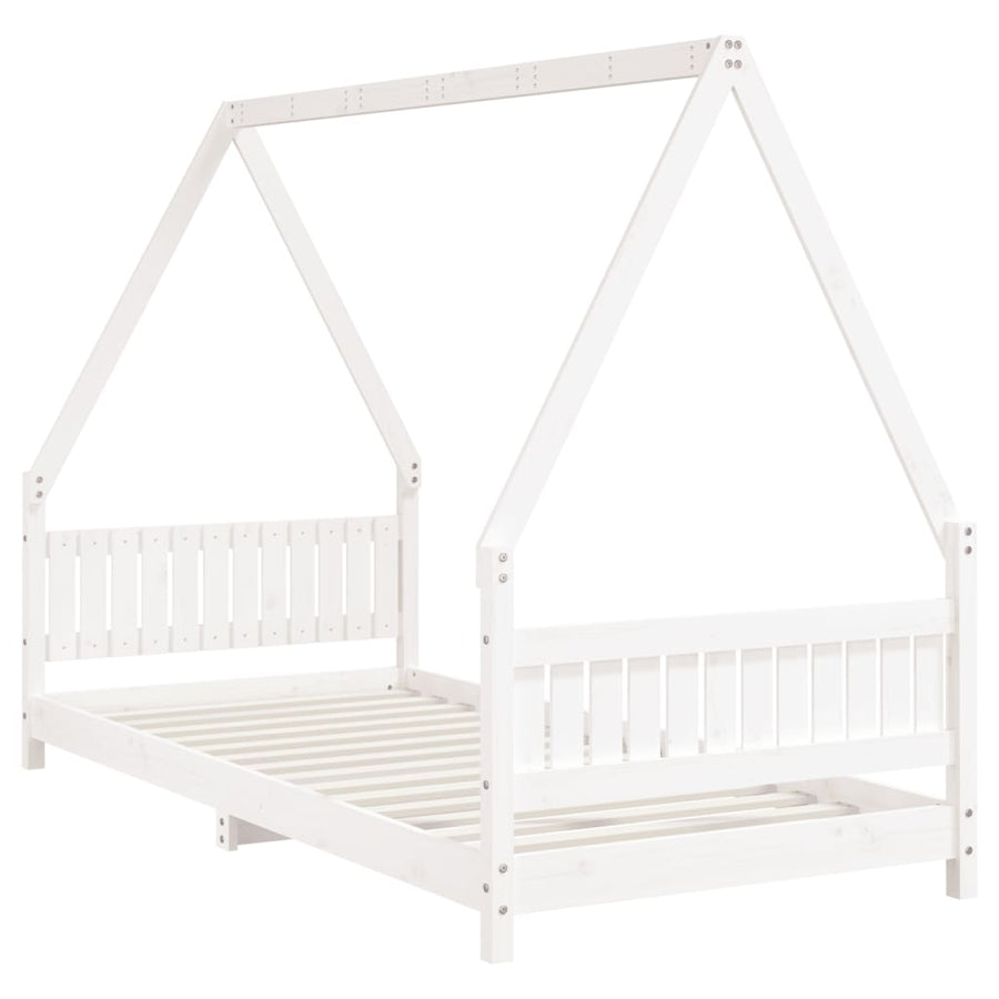 Kinderbedframe 90X200 Cm Massief Grenenhout Wit