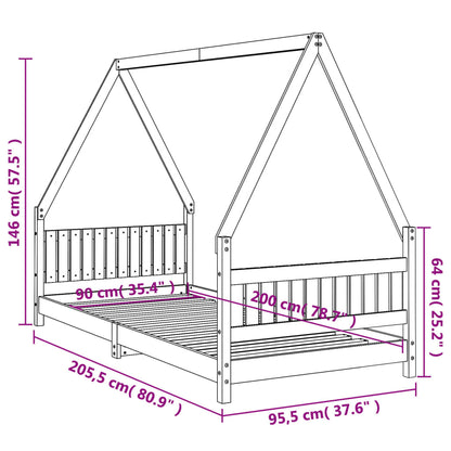 Kinderbedframe 90X200 Cm Massief Grenenhout Wit