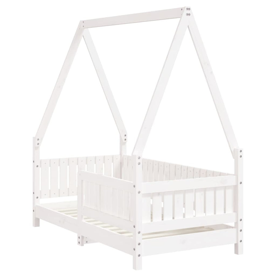 Kinderbedframe 70X140 Cm Massief Grenenhout Wit