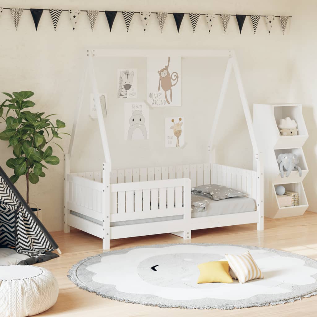 Kinderbedframe 70X140 Cm Massief Grenenhout Wit