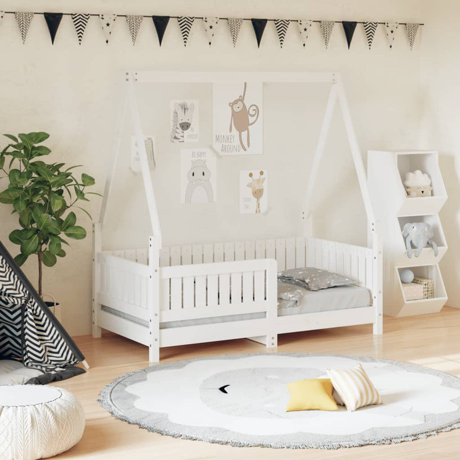 Kinderbedframe 70X140 Cm Massief Grenenhout Wit
