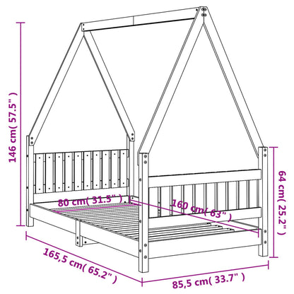 Kinderbedframe 80X160 Cm Massief Grenenhout