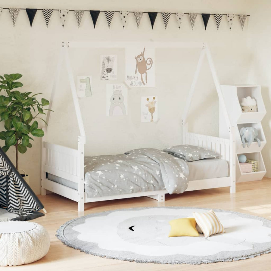 Kinderbedframe 80X160 Cm Massief Grenenhout Wit