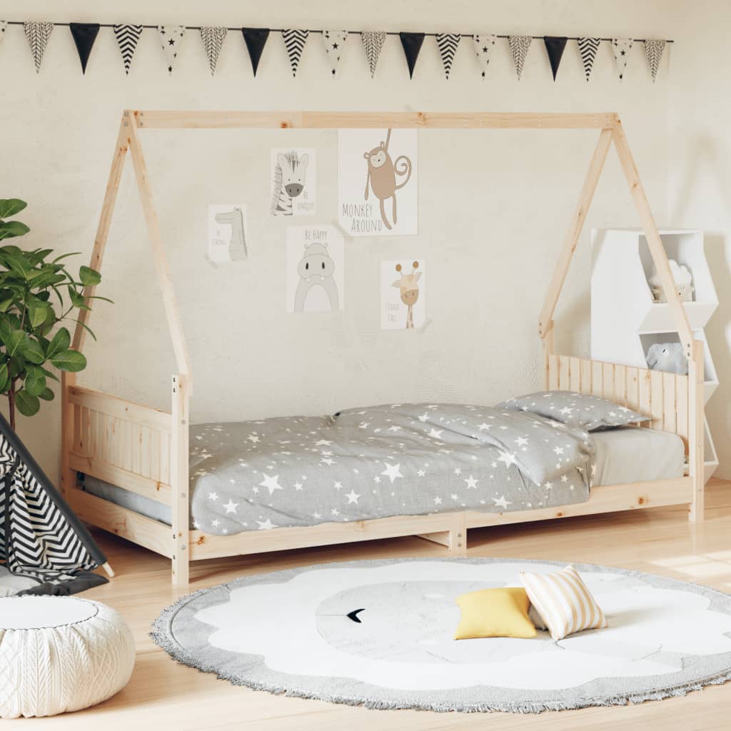 Kinderbedframe 90X190 Cm Massief Grenenhout