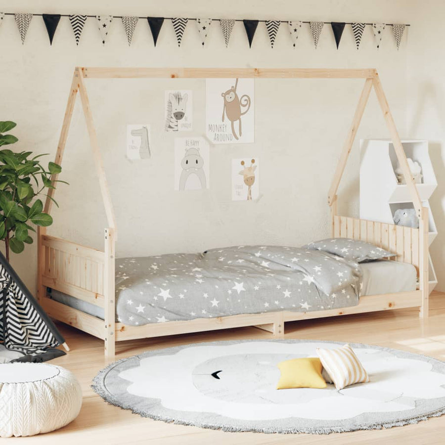 Kinderbedframe 90X190 Cm Massief Grenenhout