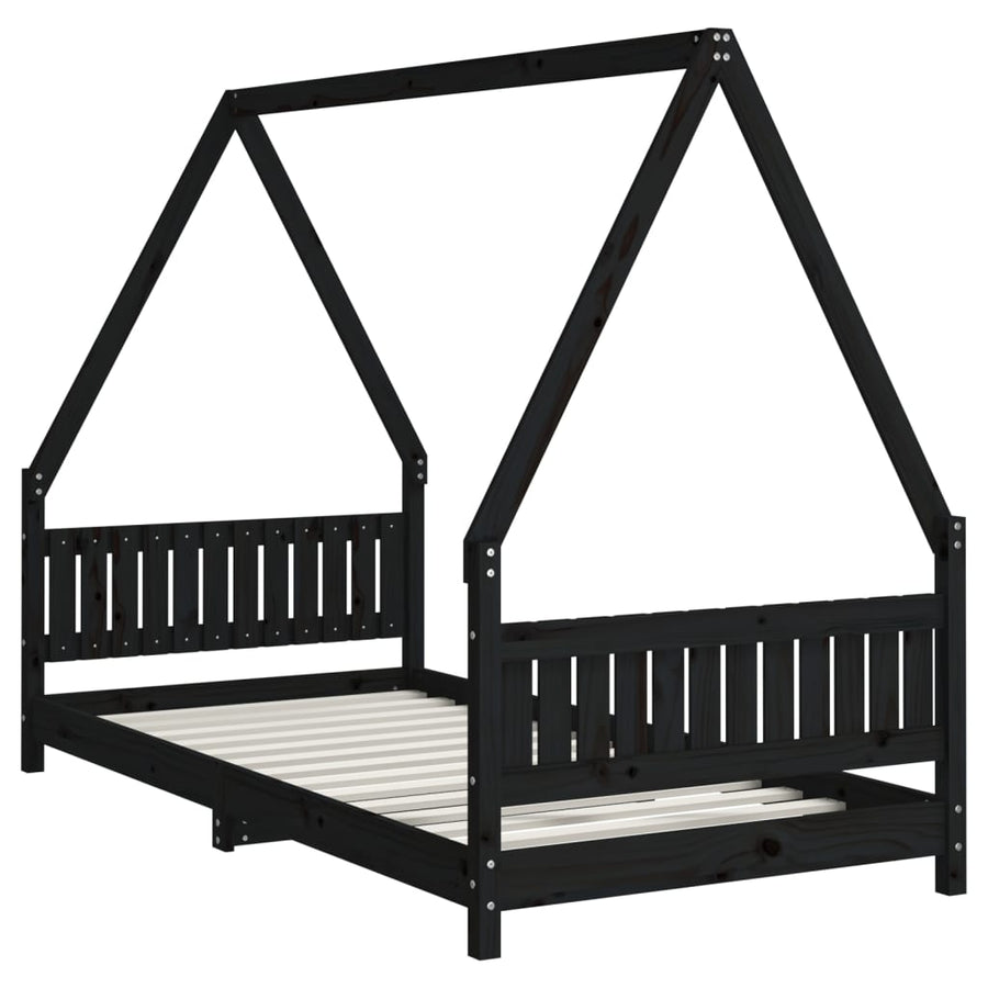 Kinderbedframe 90X190 Cm Massief Grenenhout Zwart
