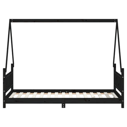 Kinderbedframe 90X190 Cm Massief Grenenhout Zwart