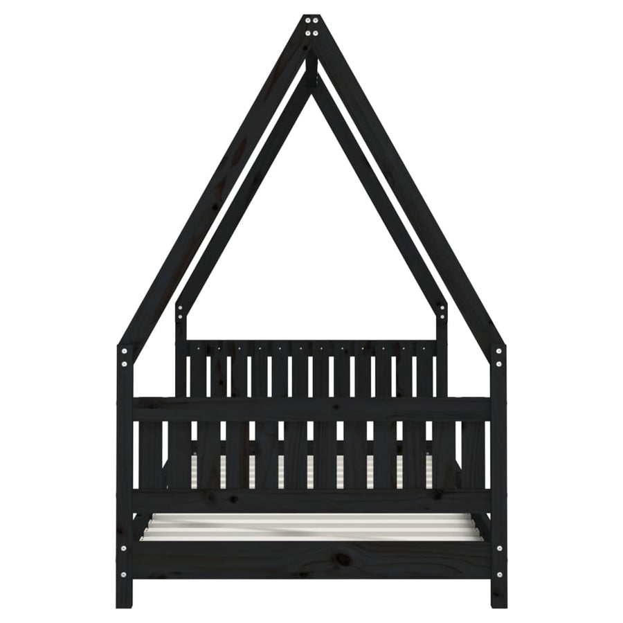 Kinderbedframe 90X190 Cm Massief Grenenhout Zwart