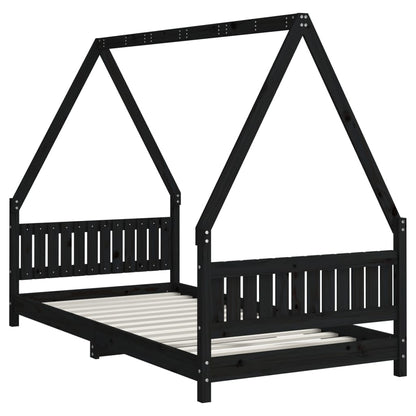 Kinderbedframe 90X190 Cm Massief Grenenhout Zwart
