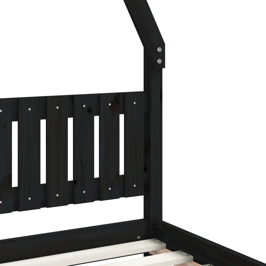 Kinderbedframe 90X190 Cm Massief Grenenhout Zwart