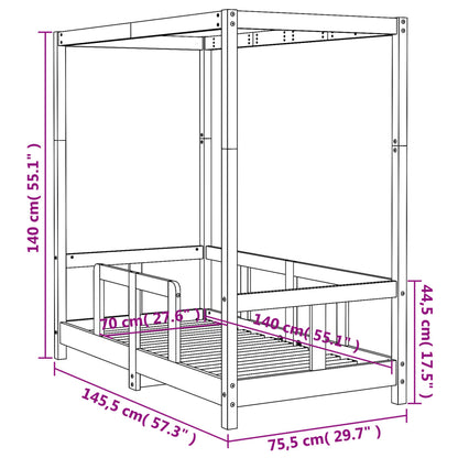 Kinderbedframe 70X140 Cm Massief Grenenhout Wit