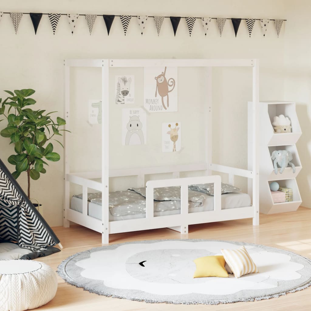 Kinderbedframe 70X140 Cm Massief Grenenhout Wit